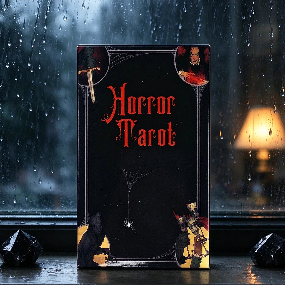 Horror Tarot Deck 78‑Cards Gothic Horror Art Tarot Cards Fortune Telling Divination Cards Game Halloween Party Game for Beginner