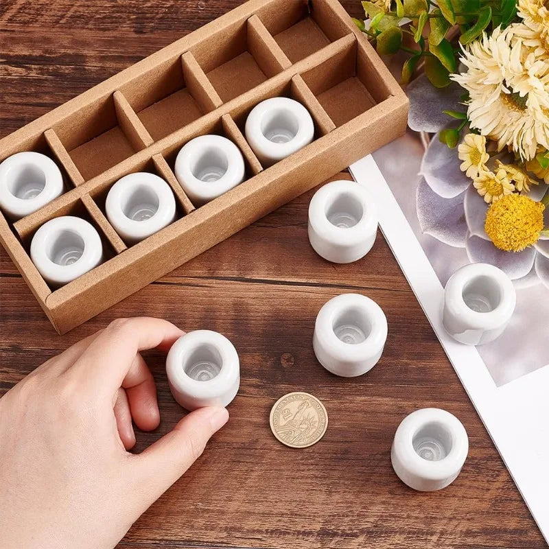 10 Pieces Ceramic Candle Holder White Ceramic Chime Ritual Spell Candle Holders for Taper Rituals Spells Altar Wiccan Supplies