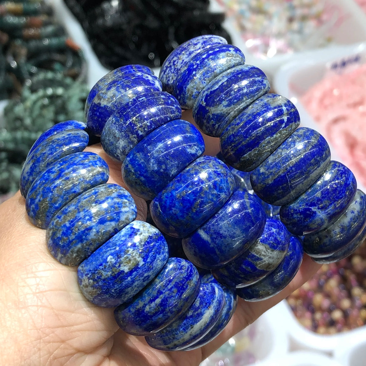 1 Pc Fengbaowu Natural Lapis Lazuli Bracelet Oval Square Beads Crystal Reiki Healing Stone Fashion Jewelry Gift For Women Men