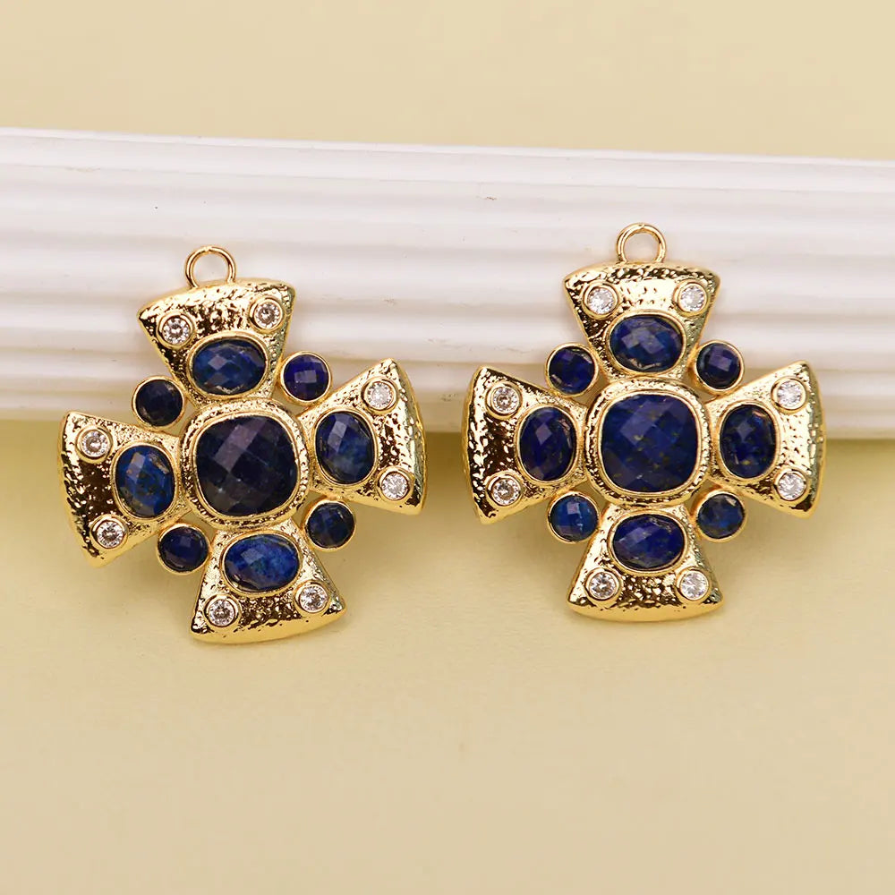 APDGG N150 2 Pcs Natural Blue Lapis Lazuli Pendant Jewelry Making DIY