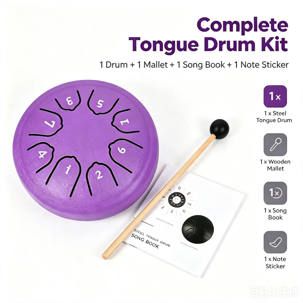 Miwayer 8 Tone 4.5 Inch Steel Tongue Drum Mini Handpan with Mallets Portable Meditation Percussion Instrument