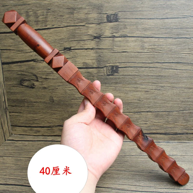 40cm Taoist Supplies Cross Heavenly Scripture God-Beating Whip, Thunder Jujube Wood Nine-Section Whip, Jujube Wood Ritual Implem