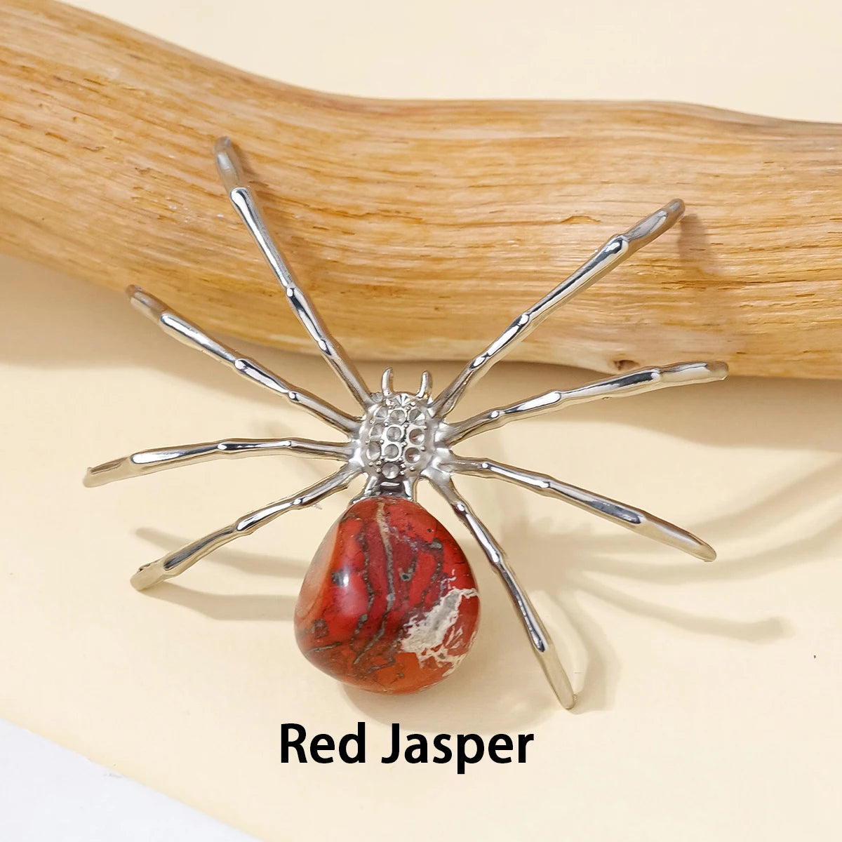 1 Pc Natural Crystal Tumbled Stone Spider Figurine – Halloween Prop, Home Desktop Decor, Handcrafted Ornament, Halloween Gift