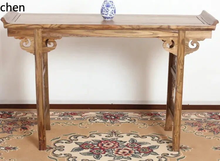 r5.21 chinoiserie solid wood casual buddha table antique carved entrance altar zen style altar elm god of wealth incense altar