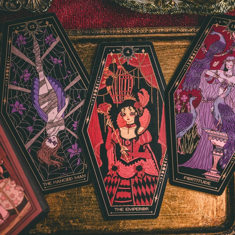 Aisling Irregular Coffin‑Shape Tarot Deck 78Pcs Dual Marseille Rider‑Waite Black‑core Cardstock Divination Game for Beginners