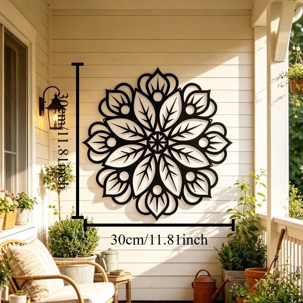 Floral Mandala metal wall art, zen yoga room wall decor, minimalist mandala iron sculpture, spiritual balance wall hanging
