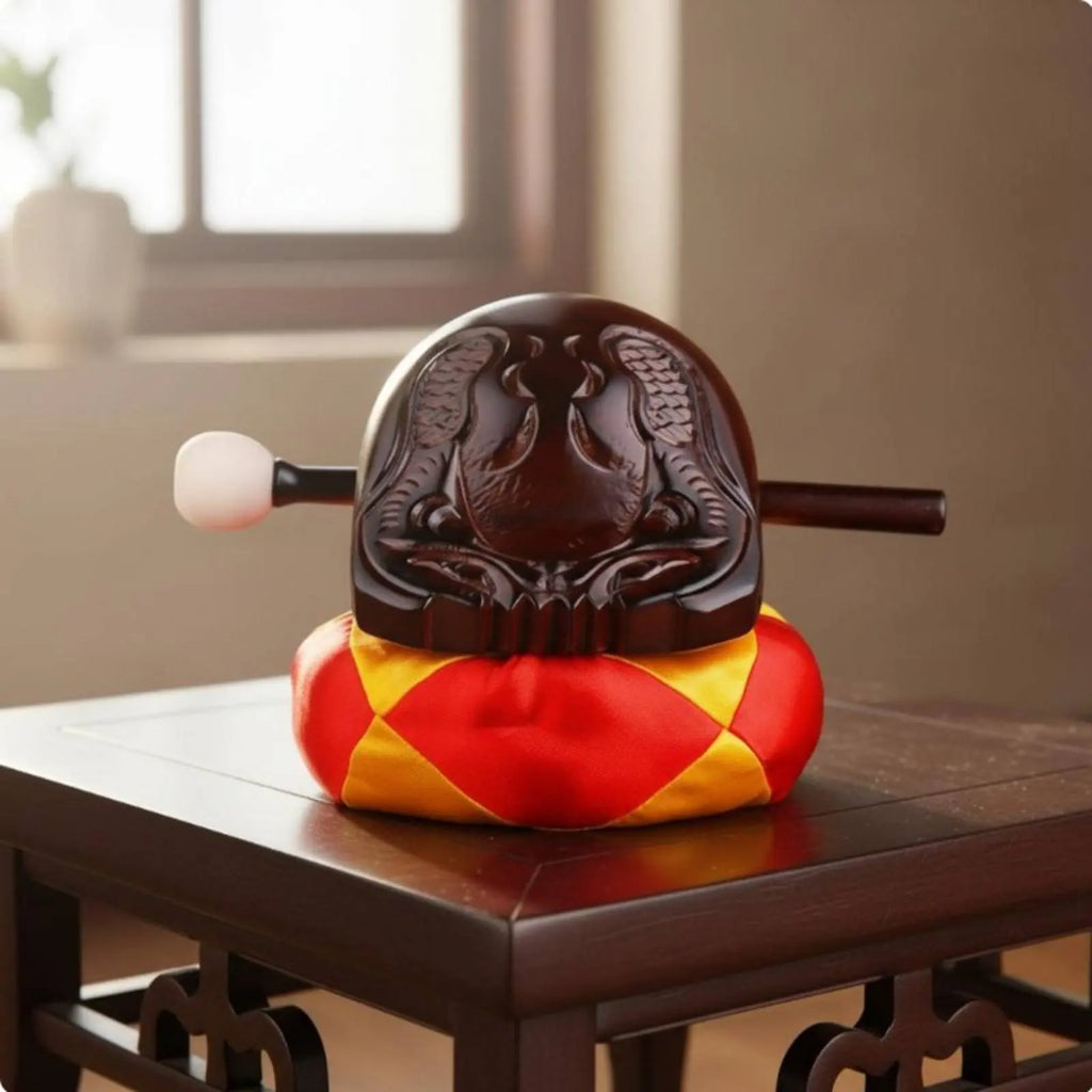 Rosewood Wood Temple Block Fine Carving Wooden Aquatic Creature Drum Carved Wood Aquatic Creature Sonorous Sound Religious Item
