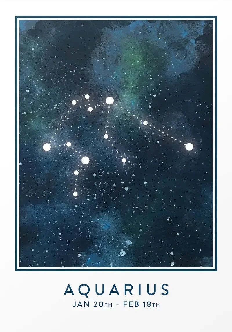 Astrology Star Sign Constellation Aries Aquarius Capricorn Scorpio Poster Wall Art Pictures Canvas Painting Room Home Decor G