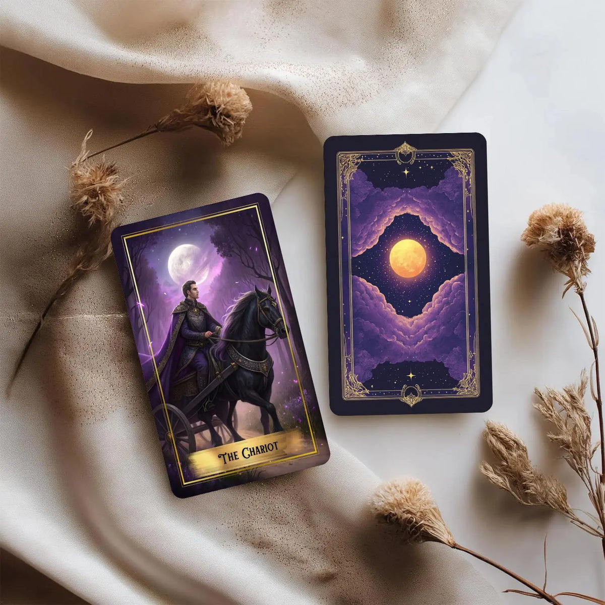 Purple Moon Tarot Cards Deck with Guidebook, 78pcs Dark Fantasy Tarot Deck, Fortune Telling Divination Oracle Cards