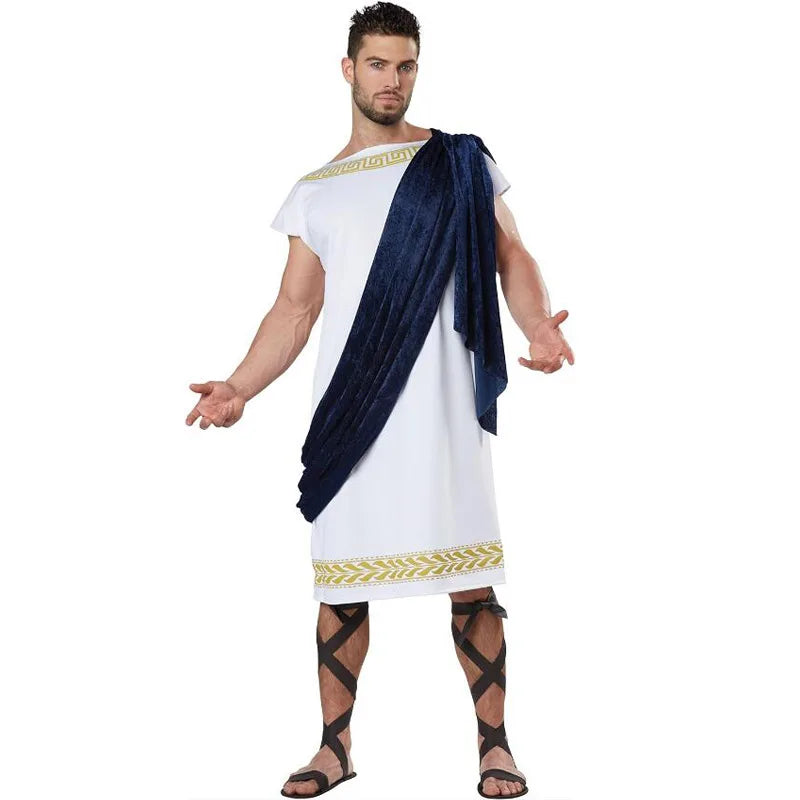 2024 Men - Adult Roman Halloween Dionysus Costume With Leather Wristband King Gladiator Clothing Suit