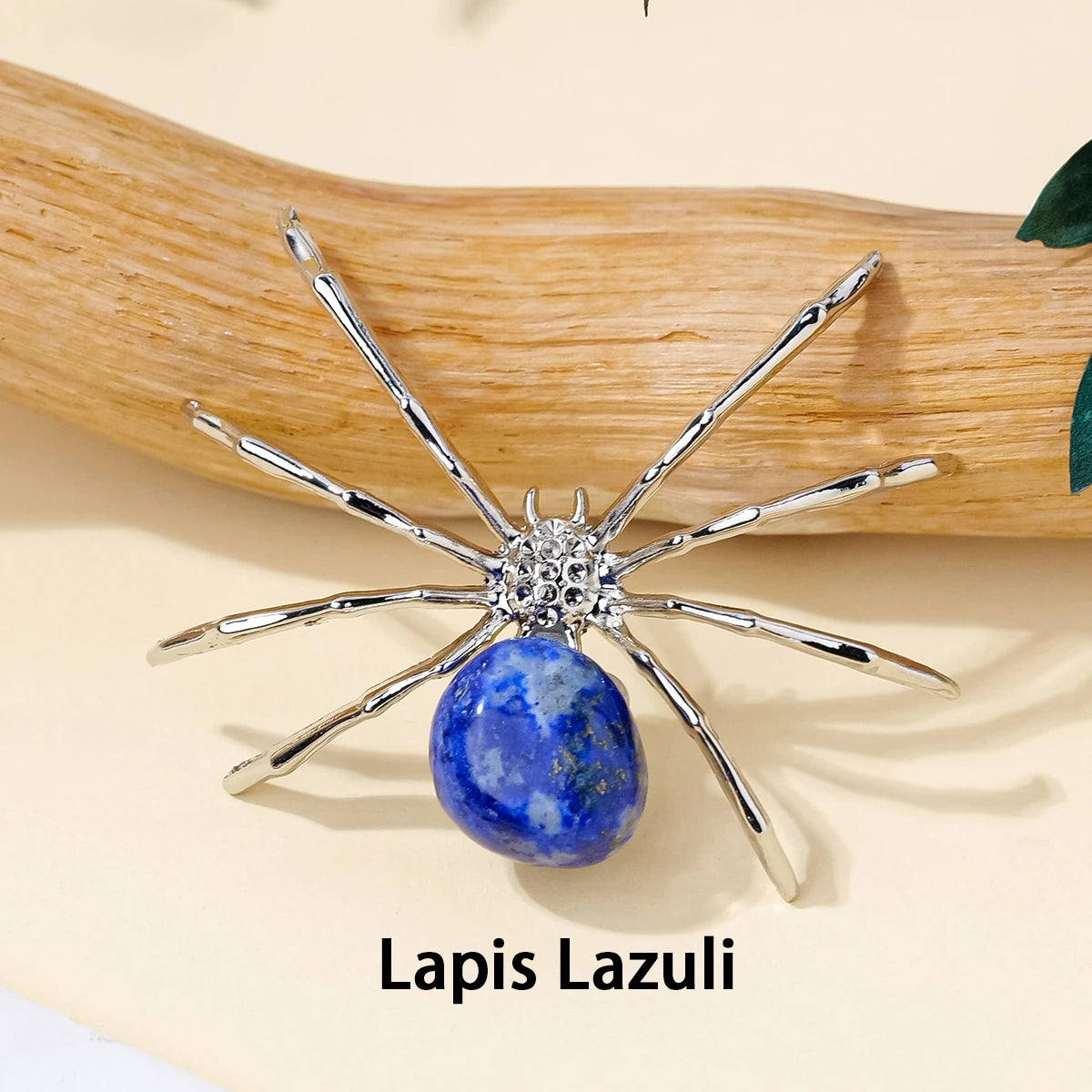 1 Pc Natural Crystal Tumbled Stone Spider Figurine – Halloween Prop, Home Desktop Decor, Handcrafted Ornament, Halloween Gift