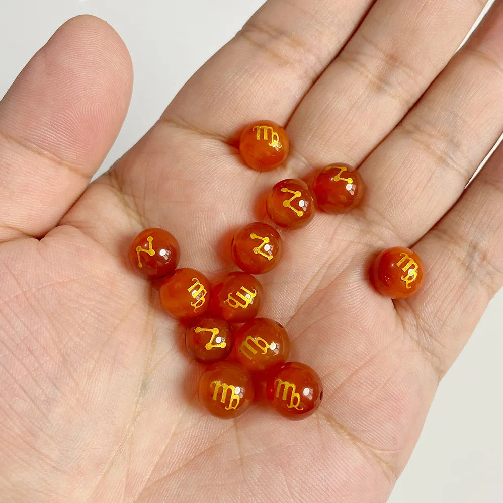 Wholesale 12 Zodiac Mooonstone Charms Natural Stone Sandstone Agates Constellation Sign Beads For Jewelry Making Accessories Set