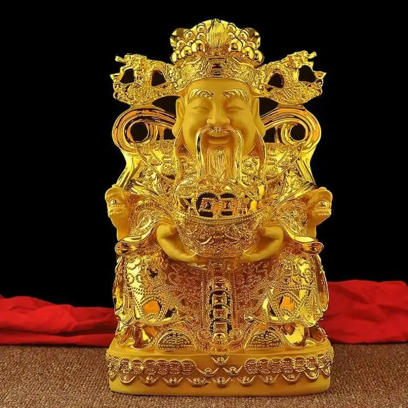 Feng Shui Gold God of Wealth Lucky Resin Statue Home Decor Entrance Living Room Crafts