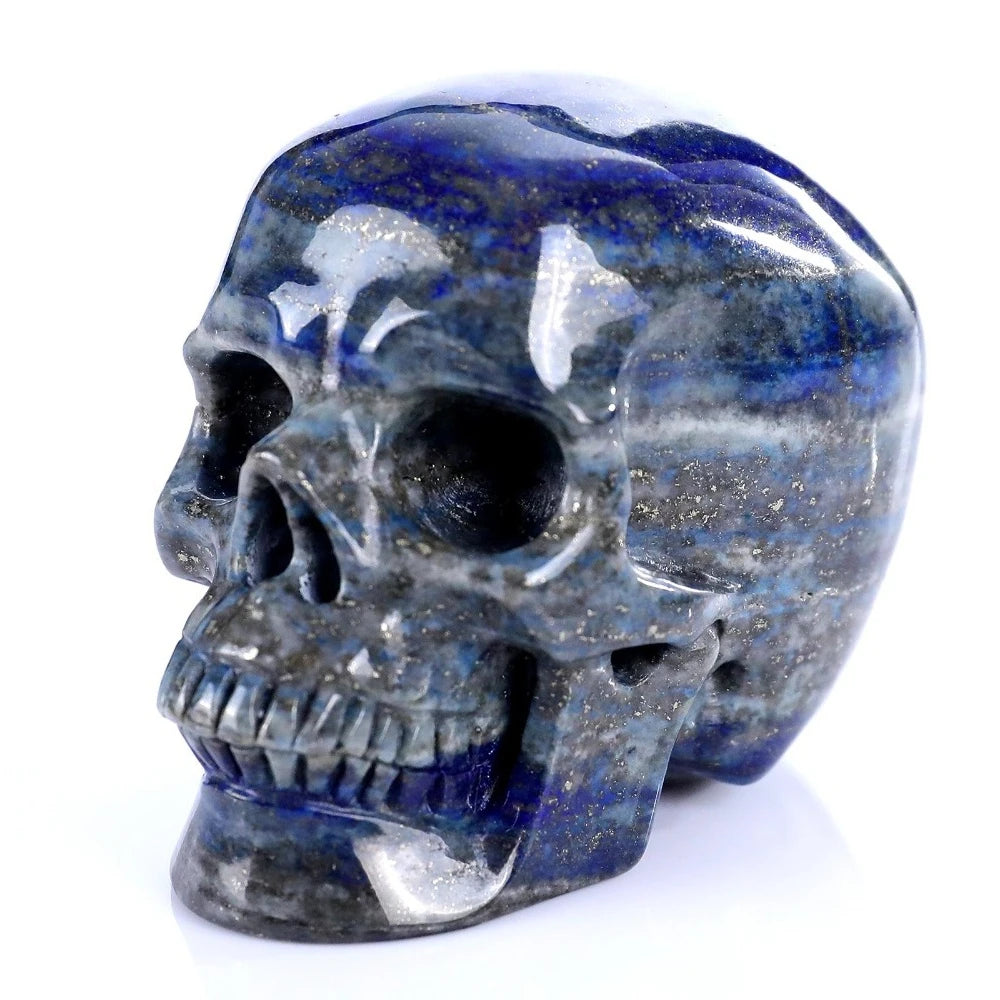 Natural Lapis Lazuli Skull Crystal Themed Indoor and Outdoor Decoration or Occasions Like Halloween Easter and Rock Collectors