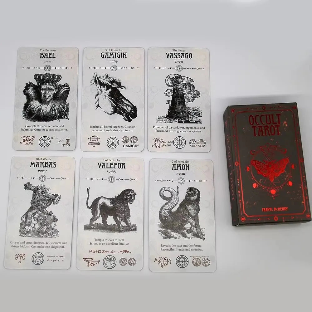 Occult Tarot 78 Divination Cards Set Deck Oracle Card Family Party Playing Cards Board Solomonic Ancient Magickal Grimoires Toy