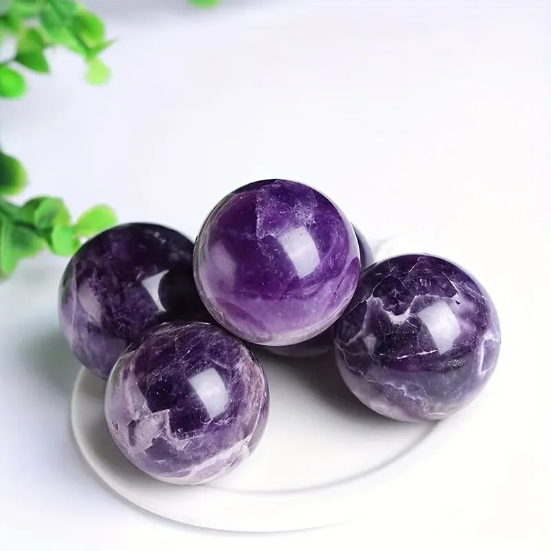5PCS Natural Amethyst Healing Crystal Energy Crystal Gem Gemstone Yoga Decoration, Extremely Beautiful Healing Crystal Gem Ball!
