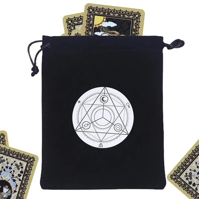 1Piece 12x18cm Black Velvet Tarots Bag Cards Storage Runes Constellation Witch Divination Accessories Jewelry Dice Pouch