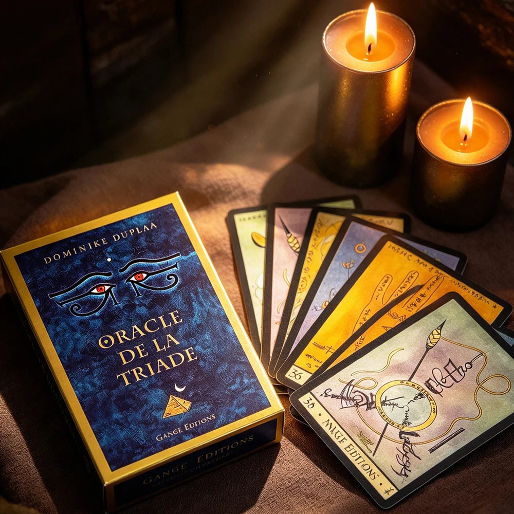 Oracle De La Triade Oracle Cards 57-Card Deck With Paper Instruction Manual,French Version Mystic Divination Cards Game 10.2*7.3