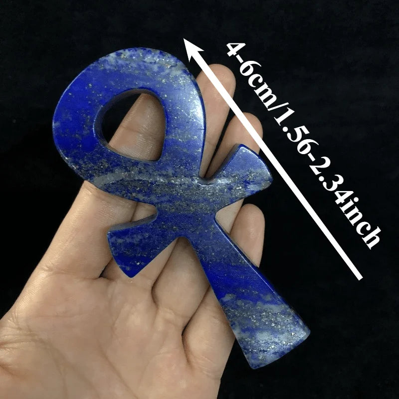 High-quality natural random lapis lazuli Anka ornament - Hand-Carved Egyptian Life Cross, Bohemian style, home decor crystal,