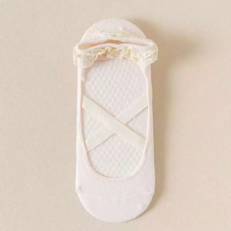 1Pairs Cute Lacework Pilates Socks Princess Women Yoga Socks Professional Backless Breathable Anti-Slip Ballet Sport Socks