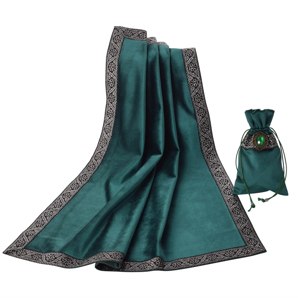 Velvet Tarot Tablecloth with Bag Wicca Divination Altar Cloth Cosplay Fortune Telling Board Game Accessories