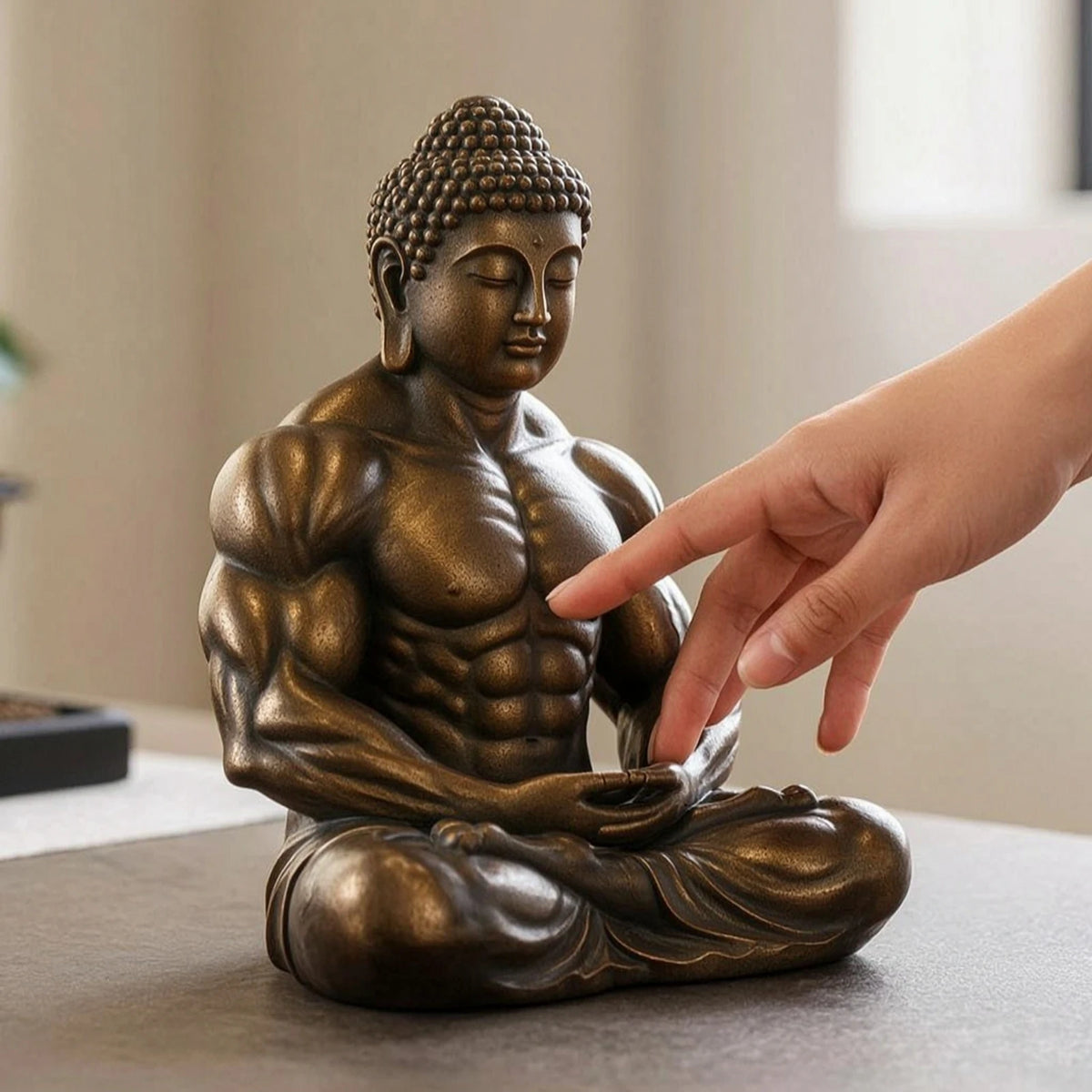 Seated Buddha Figurine Sculptural Meditating Buddha Figurine Sculpture Polyresin Decor Zen for Living Room, Office