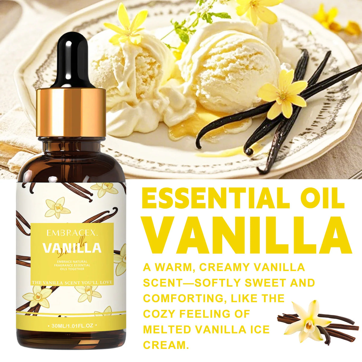 30ml Vanilla Fragrance Oils For Diffusers Candles Making Gift To Friends Warm Scent Humidifier