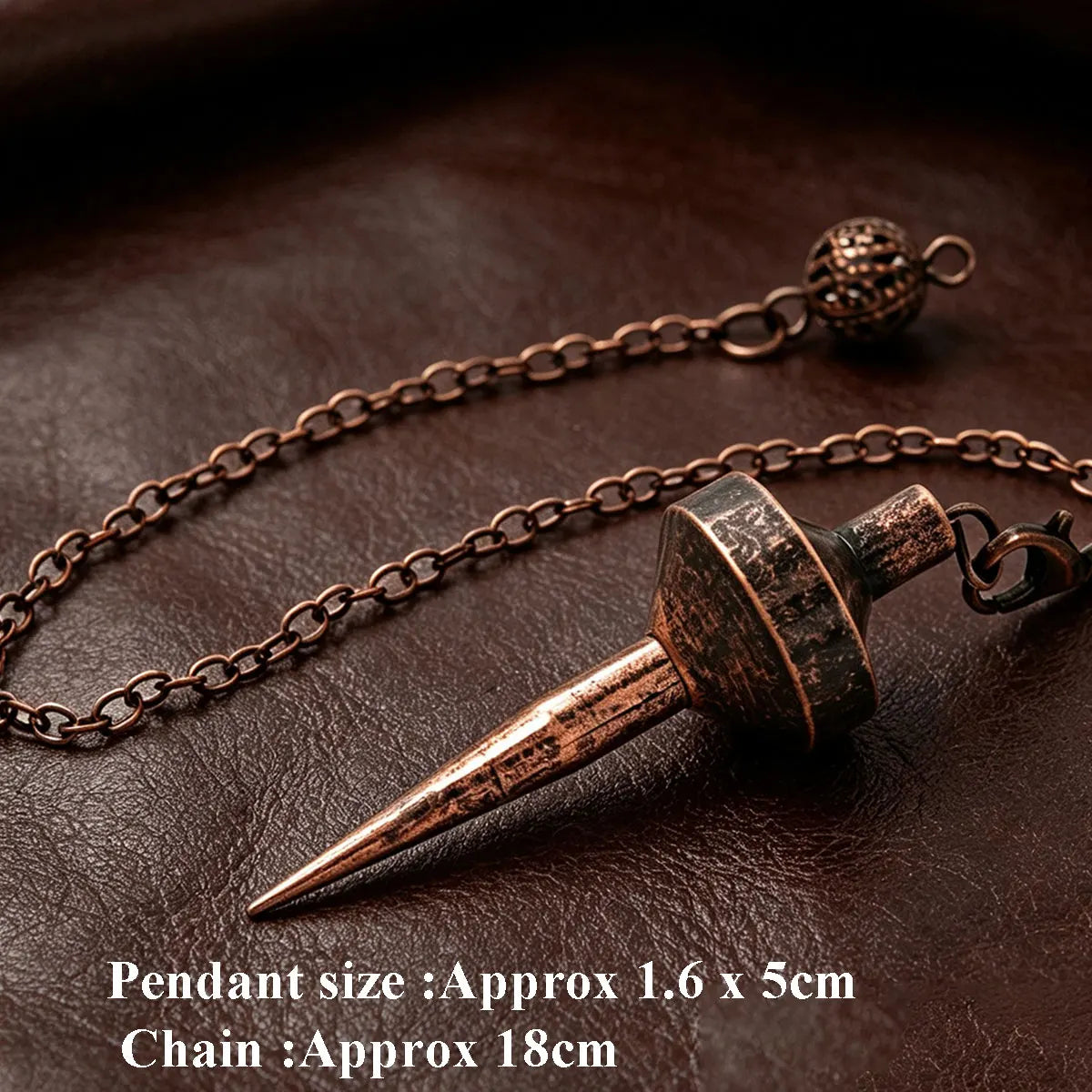 Retro Copper Metal Pendulum for Divination Dowsing Reiki Cone Pointed Pendulums Healing Wicca Spiritual Tool  Witch Pendulo X406