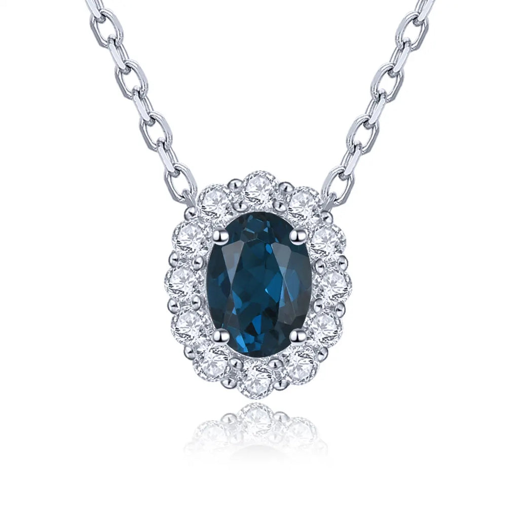 Natural Aquamarine Sterling Silver Pedant Oval Cutting Genuine Gemstone S925 Romantic Fine Jewelrys Daily Style Birthday Gifts