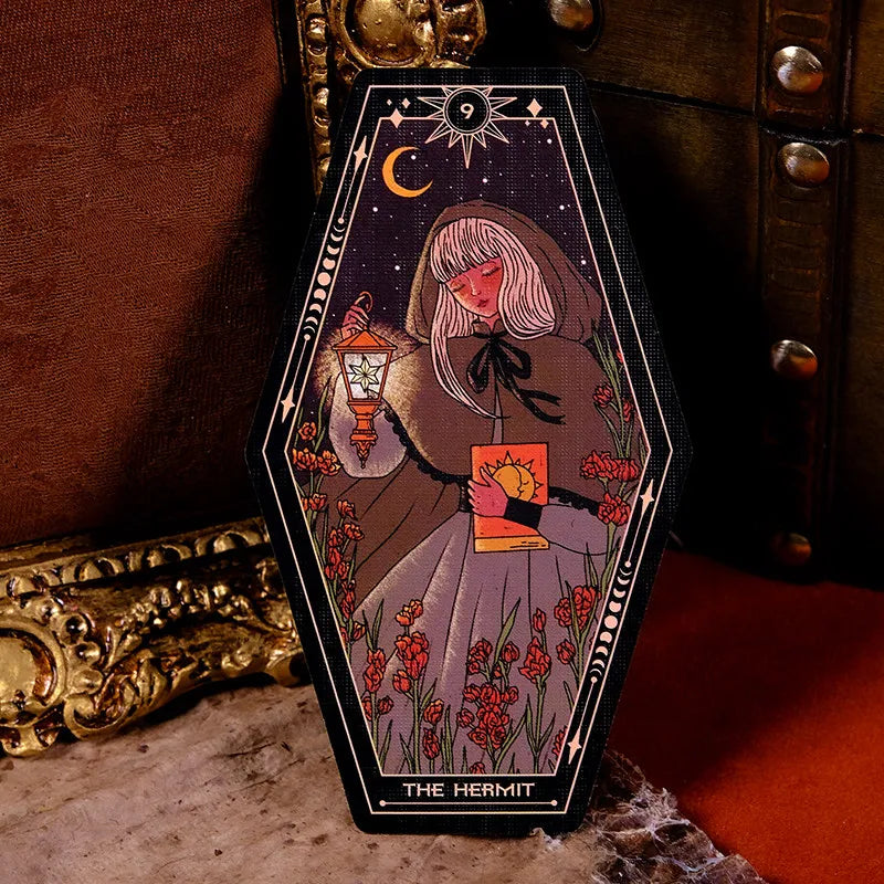 Aisling Irregular Coffin‑Shape Tarot Deck 78Pcs Dual Marseille Rider‑Waite Black‑core Cardstock Divination Game for Beginners