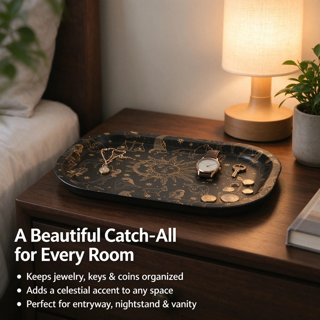 Premium Metal Rolling Tray 12 Zodiac Celestial Design Tray for Herbs & Smoking Accessories
