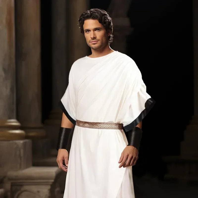 2024 Men - Adult Roman Halloween Dionysus Costume With Leather Wristband King Gladiator Clothing Suit