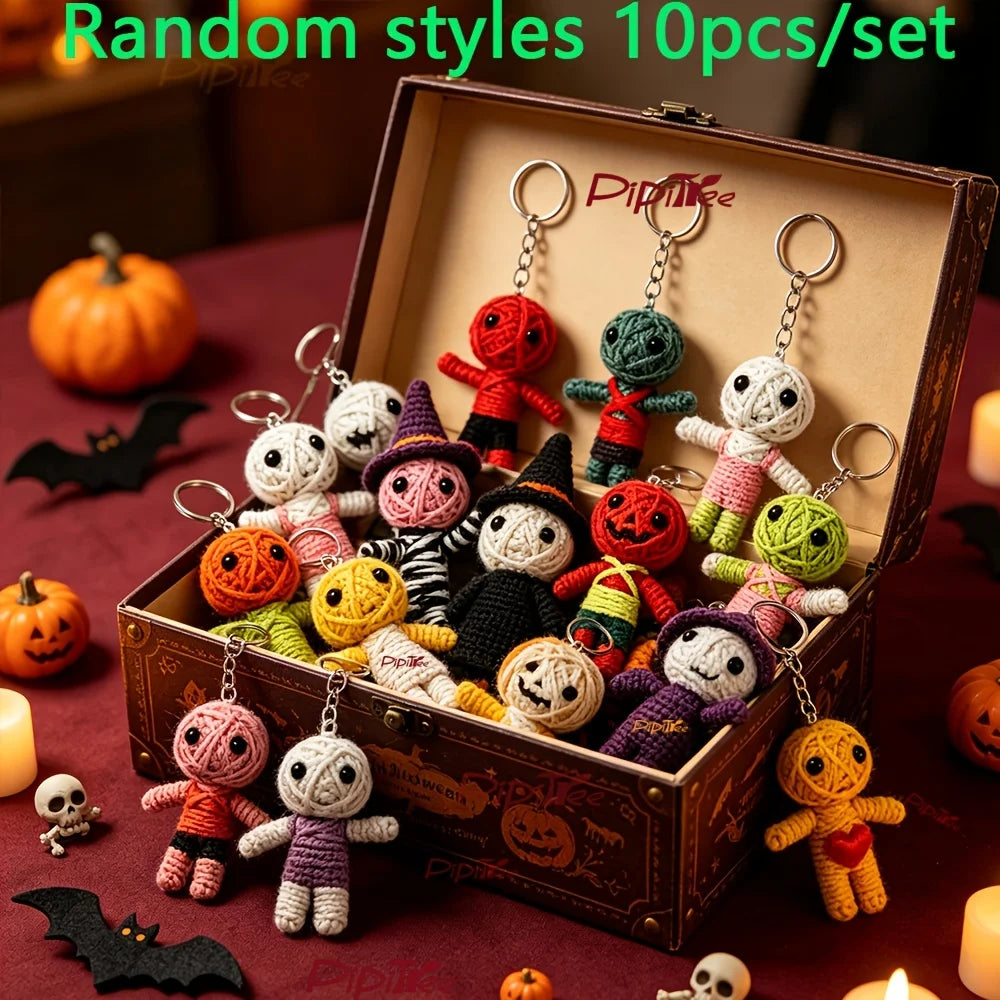 Small Creepy Voodoo Dolls Keychains Halloween Scary Ghost Ornaments DIY Revenge Voodoo Doll Toy Horror Fidget Gift for Christmas
