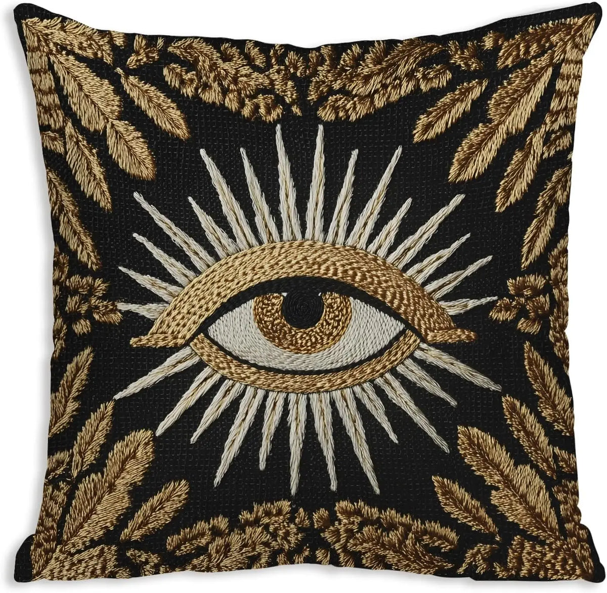 Printed pattern Mystical All Seeing Eye Pillowcase Boho Wiccan Spiritual Cushion Cover 18x18 Inch Black Gold Home Decor Gift