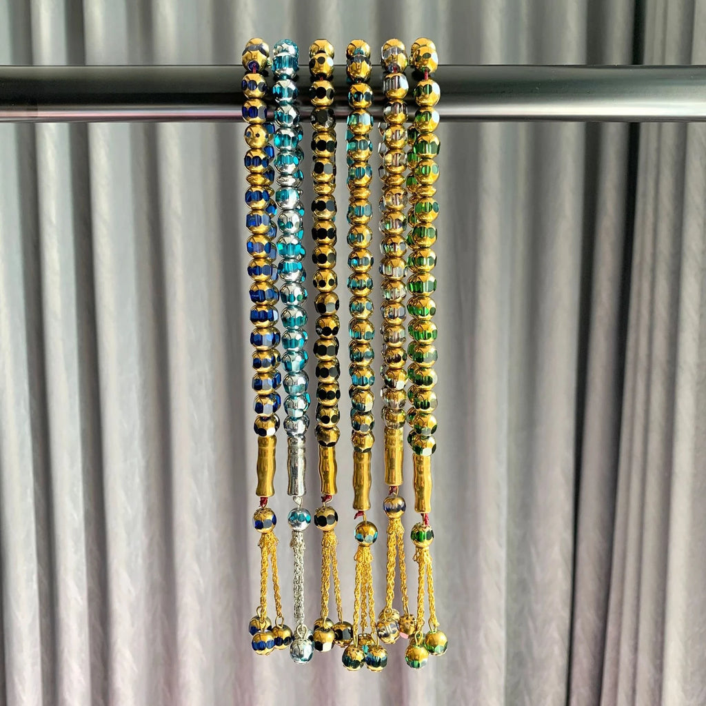 Prayer Beads Bracelet 33 Pieces Gold Wrapped Crystal Hand String Exquisite Ornament For Daily Wear And Collection