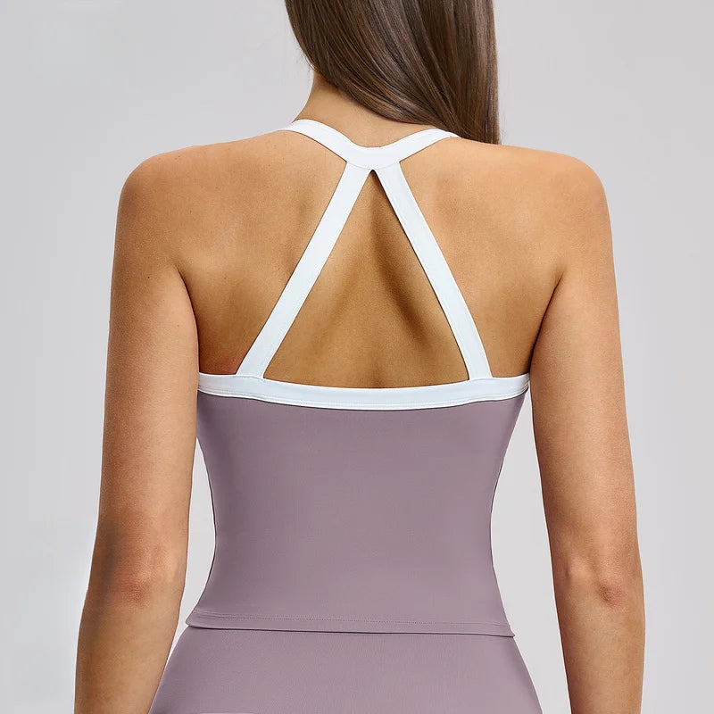 BIANHUI Yoga Vest Sportswear Woman Gym Color-Block Hollow-Out Beautiful Back Fitness Outdoor Wear Running Sports Yoga Clothes