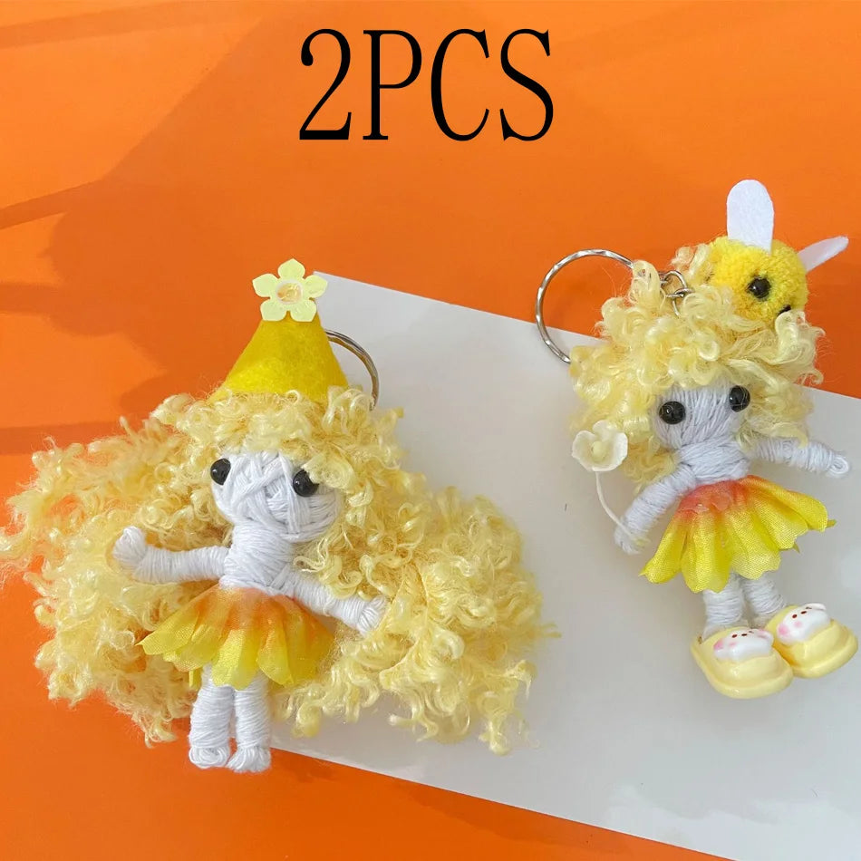 Voodoo doll pendant handmade wrapped thread doll bag charm keychain phone accessory creative trendy toy gift for friends