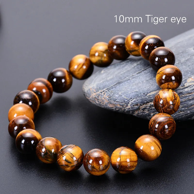 1pc Fashion Tiger Eye Bangles Men 6/8/10mm Natural Energy Stone Beads Reiki Healing Bracelets for Women Jewelry Gifts