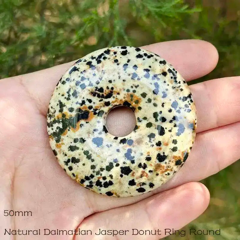 Natural Dalmatian Jasper Dount Rings Stone Beads For DIY Necklace Bracelet Pendant Jewelry Making Accessories Beads 30/40/50mm