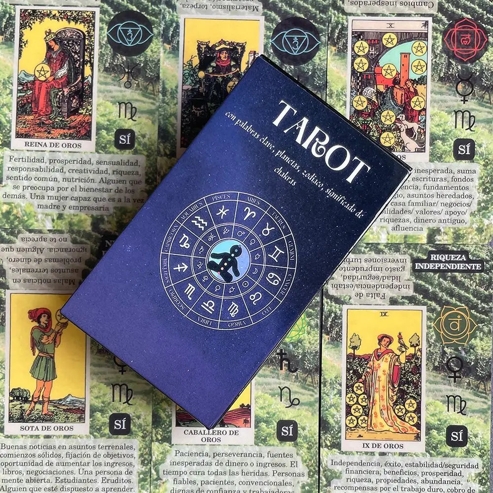 78pcs Leaning Tarot Cards Deck in Spanish Small Box Packaging Exquisite Portable Divination Cards for Beginners and Collectors