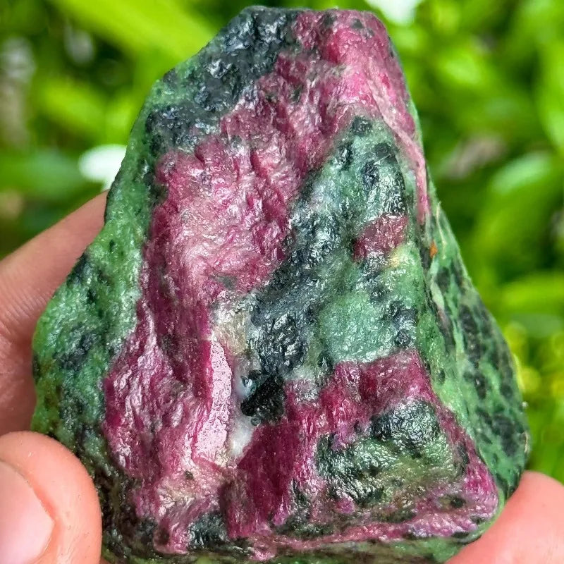 Natural, high-quality Ruby in Zoisite stone - irregularly shaped red and green rough stones, unpolished and rough