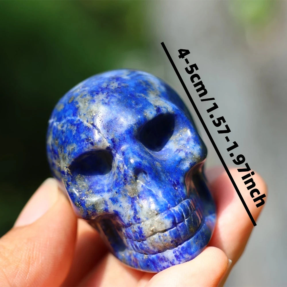 Natural Lapis Lazuli Skull Crystal Themed Indoor and Outdoor Decoration or Occasions Like Halloween Easter and Rock Collectors