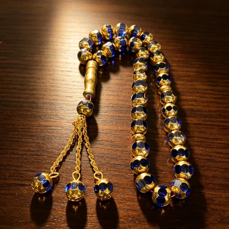 Prayer Beads Bracelet 33 Pieces Gold Wrapped Crystal Hand String Exquisite Ornament For Daily Wear And Collection