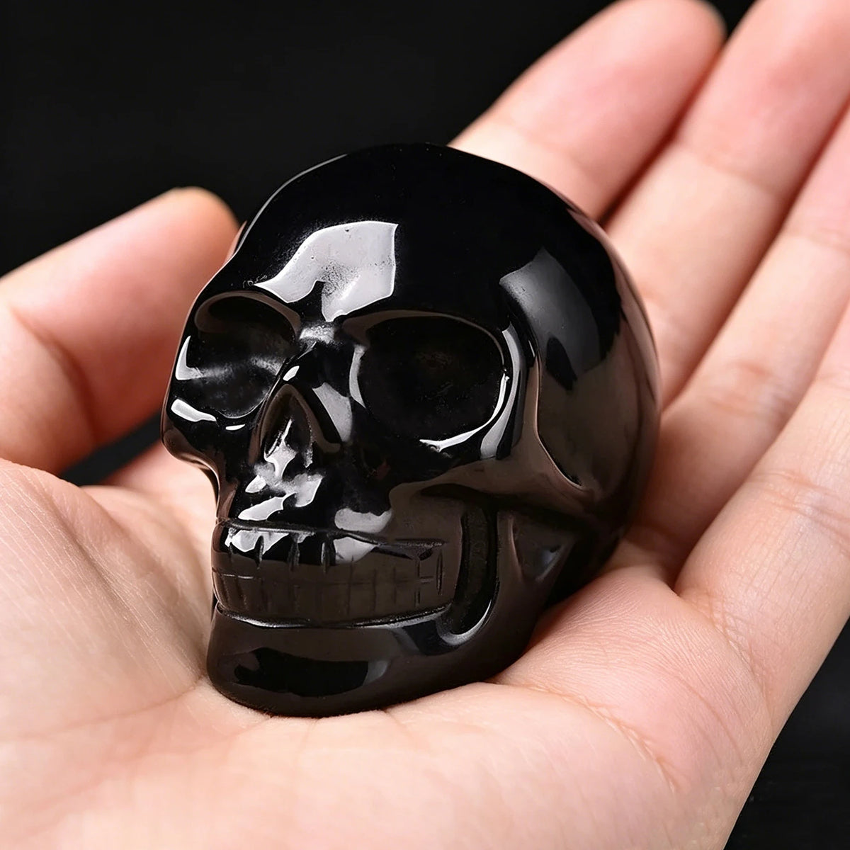2 Inch Natural Crystal Skull Figurine Hand Carved Gemstone Amethyst Skull Statue Home Desk Decor Ornament Halloween Gift
