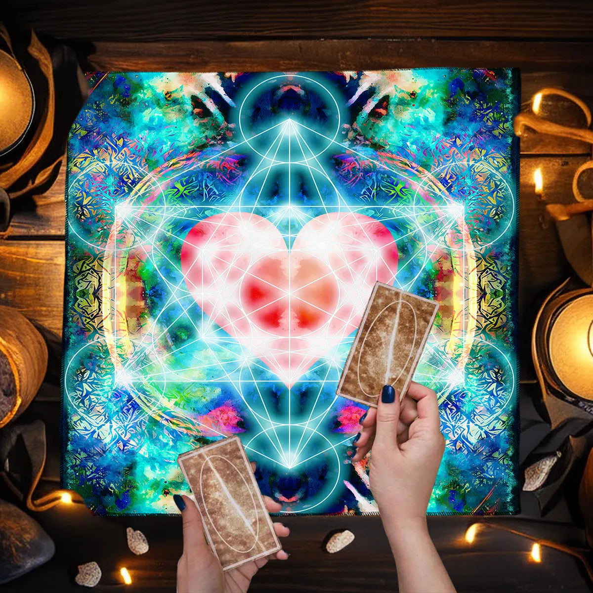 Mandala Flower Of Life Tarot Tablecloth Altar Cloth Pagan Witchcraft Divination Oracle Card Pads Galaxy Tarot Reading Cloth
