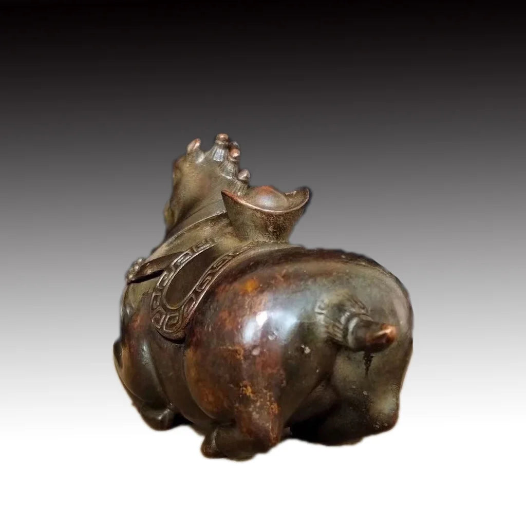 Ancient Chinese bronze and copper incense burner, Tang‑style horse statue, feng shui decorative collectible sculpture