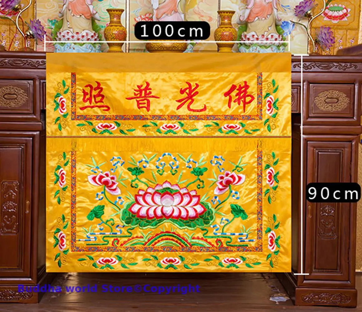 100CM Wholesale Buddhist Taoism Item Temple abbey shrine Worship Buddha Embroidery Altar table enclosure wall Hanging Curtain