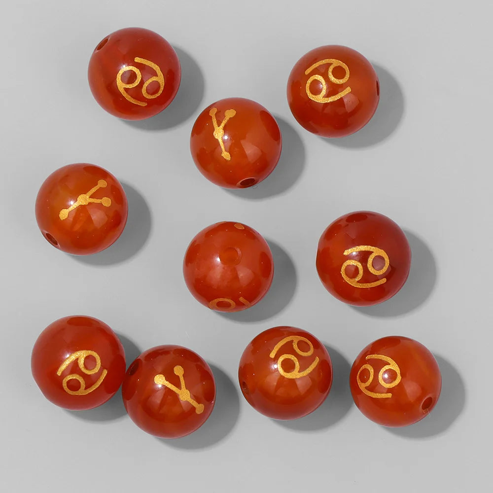 Wholesale 12 Zodiac Mooonstone Charms Natural Stone Sandstone Agates Constellation Sign Beads For Jewelry Making Accessories Set