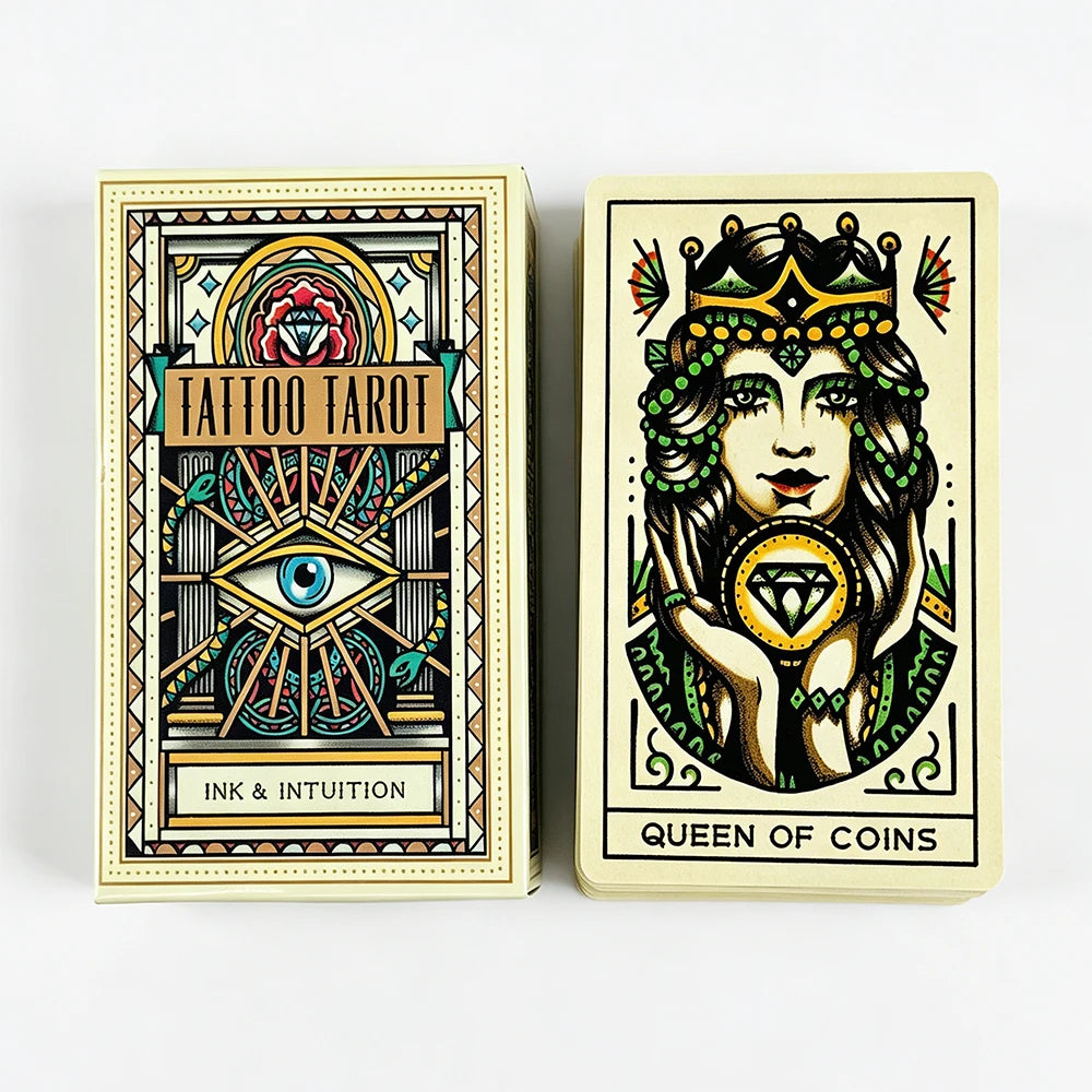 The Tattoo Tarot Cards A 78 Deck Oracle English Visions Divination Edition Borad Playing Games,Great For Beginners, Party Games