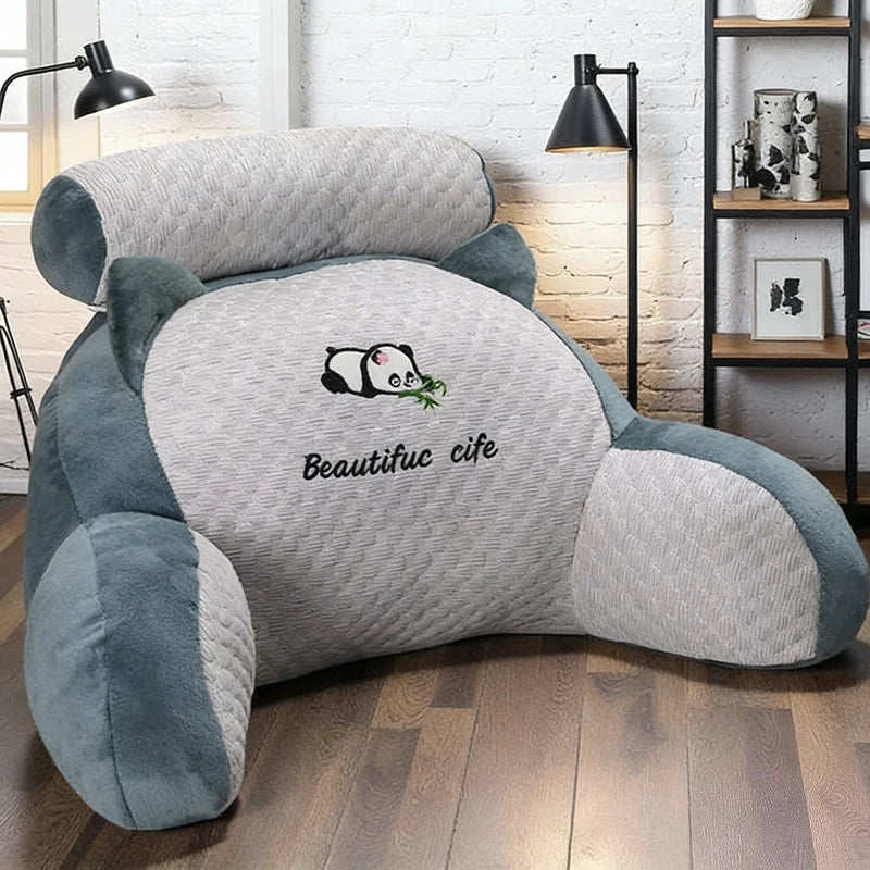 1pc Adjustable Reading Pillow - Ergonomic Back Support Cushion for Bed/Sofa/Floor, Gray Quilted Breathable Design